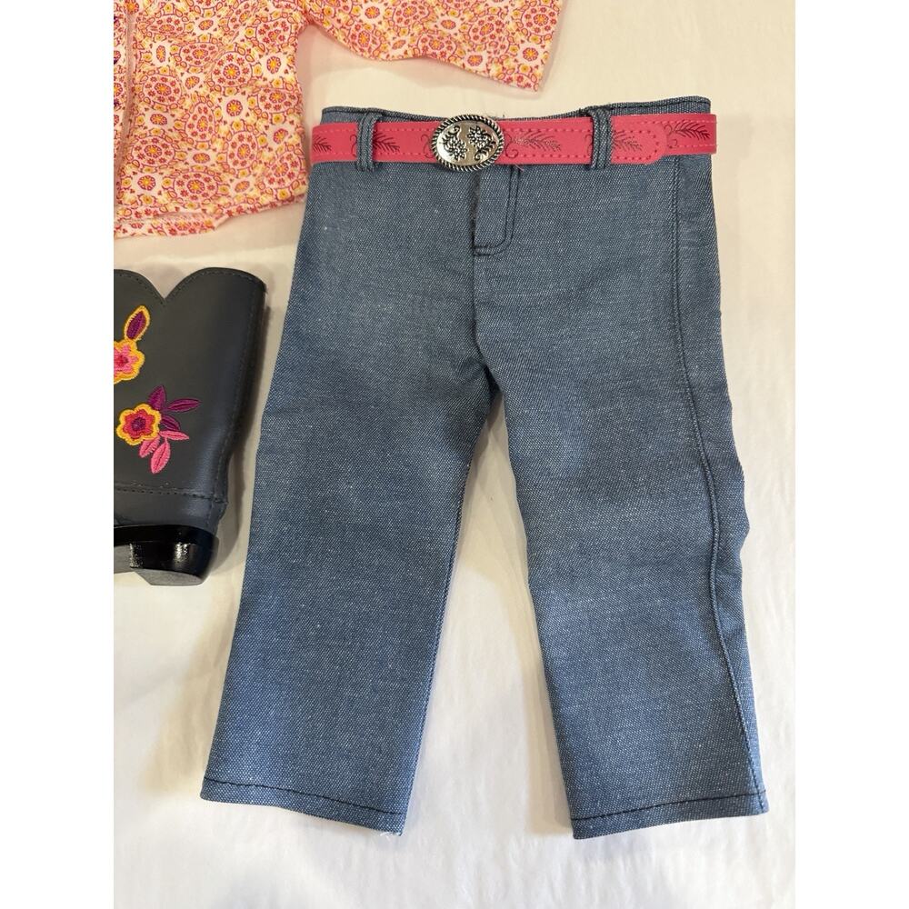 American Girl Saige Parade Outfit Shirt Jeans Boots Belt NIB New In Box - Picture 4 of 14